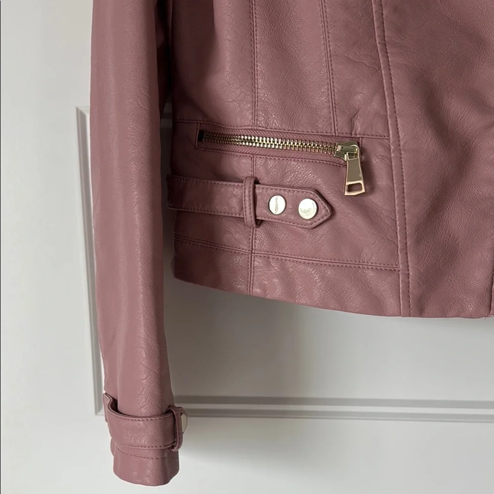 Women's Pink Faux Leather Moto Jacket by New York and Company - Picture 2 of 6
